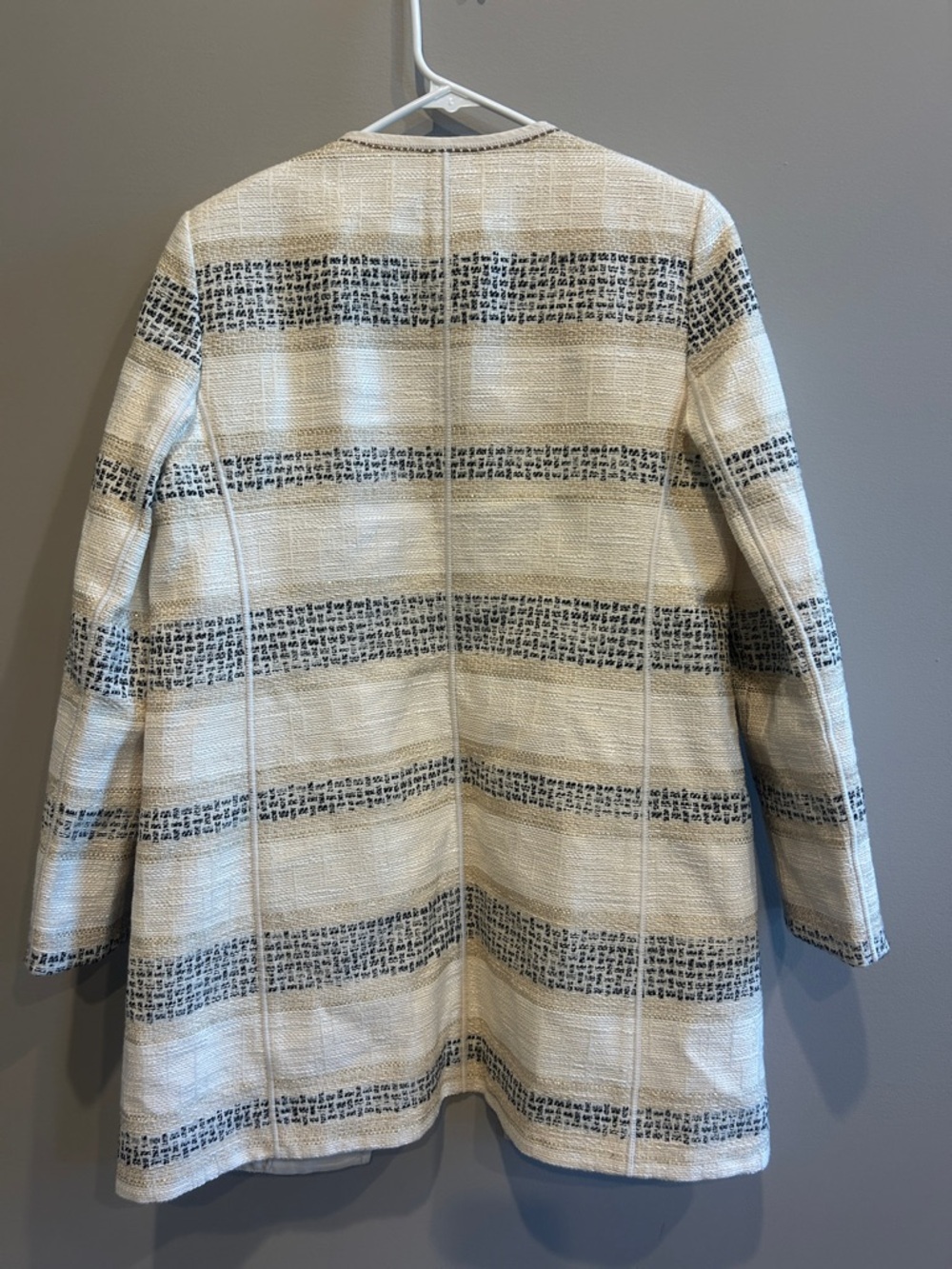 Lafayette 148 Pria Striped Jacquard Tweed Jacket in Buff Multicolor Size 6 - Picture 9 of 9